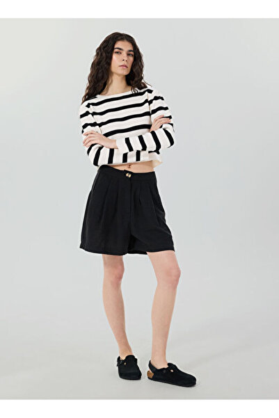 People By Fabrika Normal Bel Rahat Siyah Kadın Şort SPBF4SL-SHT5598