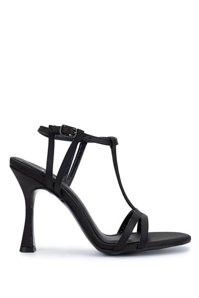Tamer Tanca Women's Vegan Black Satin Heeled Shoes