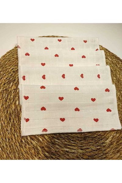 Baby Wings Set of 7 Single Layer Baby Mouth Wipes with Hearts