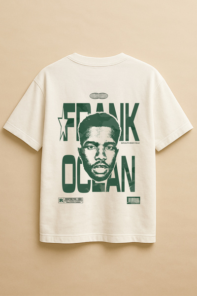 Altair Tr تي شيرت أبيض اللون كبير الحجم مطبوع عليه فرانك أوشن هيب هوب للجنسين