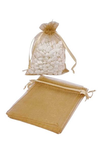 Party and Story Chiffon bag made of organza fabric, 12 pieces, gold color 18CM*13CM