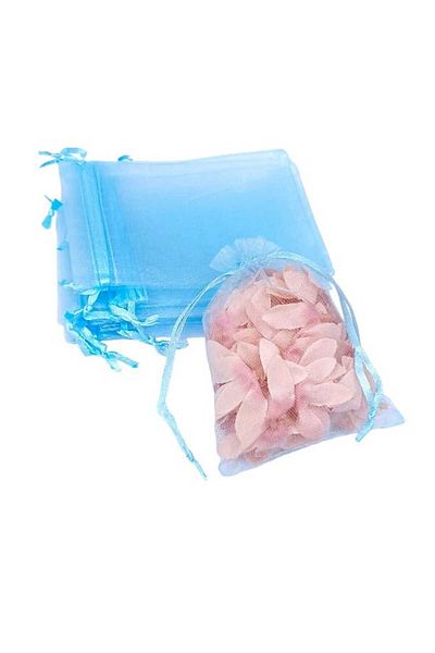 Party and Story Chiffon bag made of organza fabric, 12 pieces, sky blue