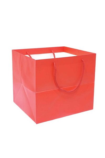 Party and Story Gift bags with a rectangular bottom, red, 12 pieces