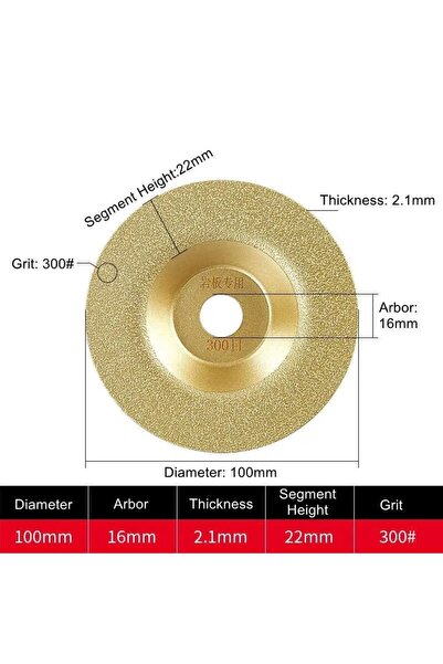 Depolife Titanyum Elmas Taşlama Zımparalama diski Cam Granit Mermer Pah Kesme Matal Bileme Silindiri 100mm