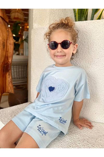 Bebeelkids Girl's Heart Blue 2 Piece Set