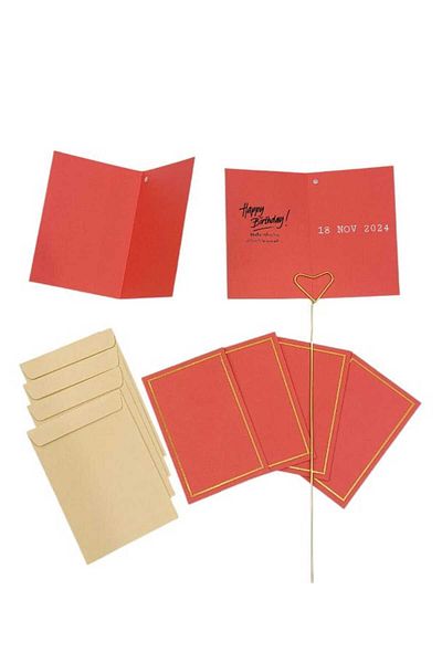 Party and Story Cards with envelope for occasions in pale red 12 pcs