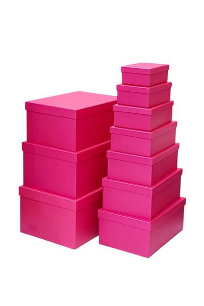 Party and Story A set of 10-piece gift boxes made of fuchsia cardboard