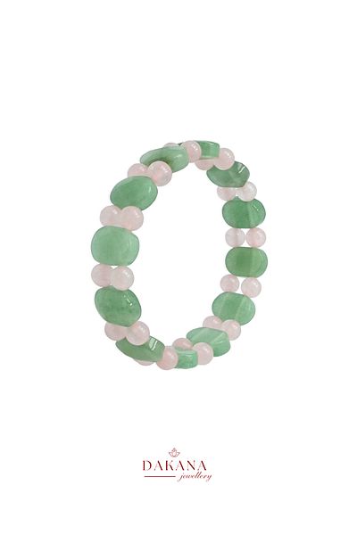 DAKANA JEWELLERY Certified Aventurine and Pink Quartz Lucky Love Natural Stone Bracelet