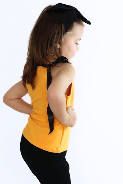 Parla Kids Girl's Mustard Violet Halter Neck Bow Bandana Bottom Top Tracksuit Set