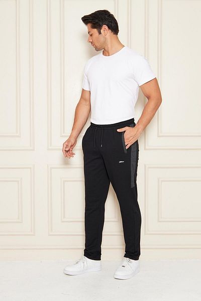 TRENDHİLL Ανδρικό ίσιο παντελόνι με ρίγες casual κομμένο μαύρο 6504-S