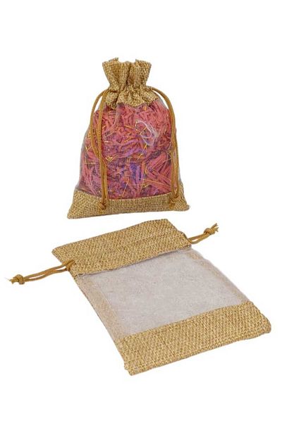 Party and Story Burlap distribution bags with a transparent front(12 pieces)XL(23Ã—17CM)