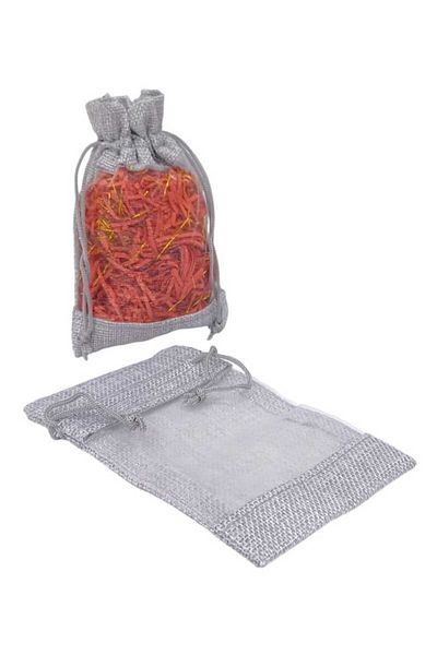 Party and Story Burlap distribution bags with a transparent front(12 pieces)L(20Ã—15CM)