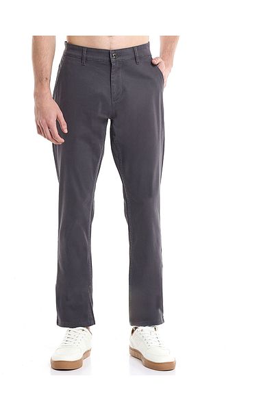 R&B Solid Slim Fit Trousers with Button Closure