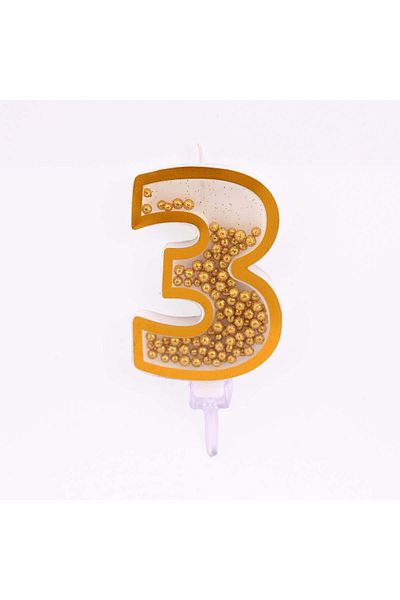 Party and Story Gold Birthday Candle Number 3