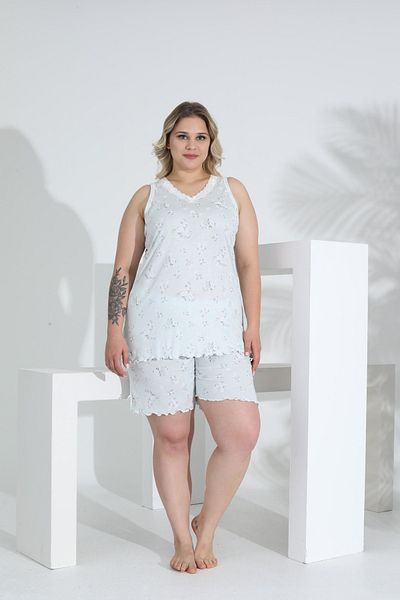 Evia Angelique Bamboo Fabric Sleeveless V-Neck Female Shorts Set 22059