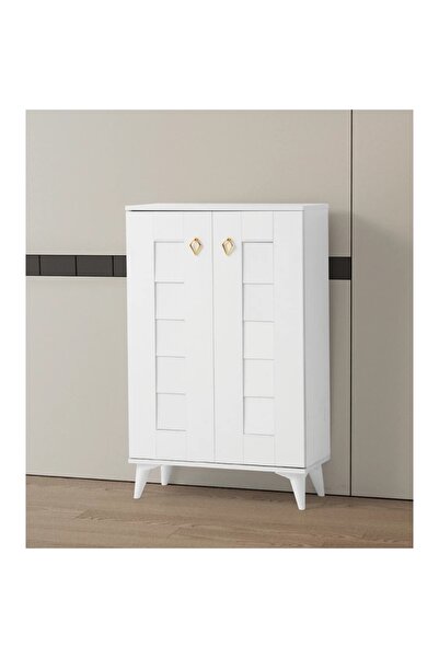 Mavikoltukdöşeme MS - MM/1621 - Panjur Ayakkabılık Beyaz 4 Raflı