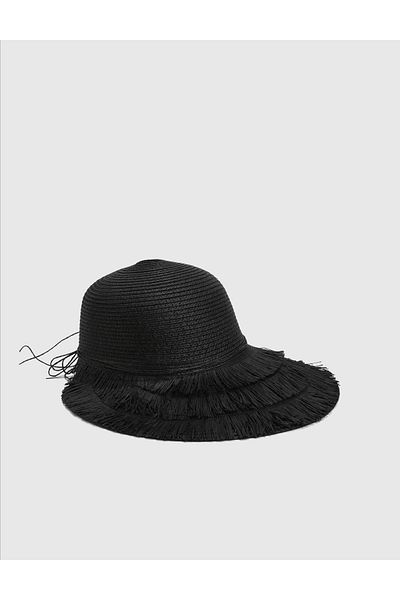 İLVİ Sendai Straw Black Women's Beach Hat