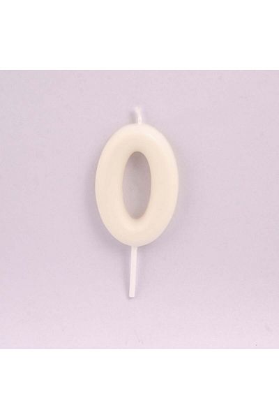 Party and Story Off White Birthday Candle Number 0