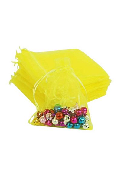 Party and Story Chiffon bag made of organza fabric, 12 pieces, yellow
