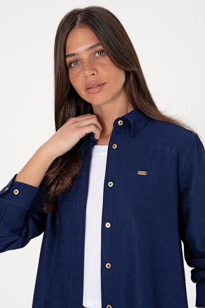 U.S. Polo Assn. Women's Navy Blue Woven Tunic Shirt 50306411-Vr033