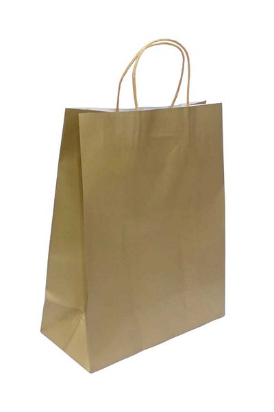 Party and Story Gold kraft paper gift bags, 12 pieces