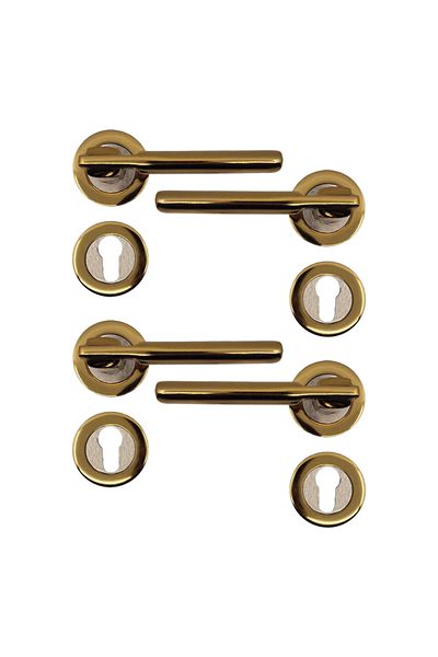 flores Door handle with rosette, Yasmin, satin yellow, on cylinder, 2 sets / box