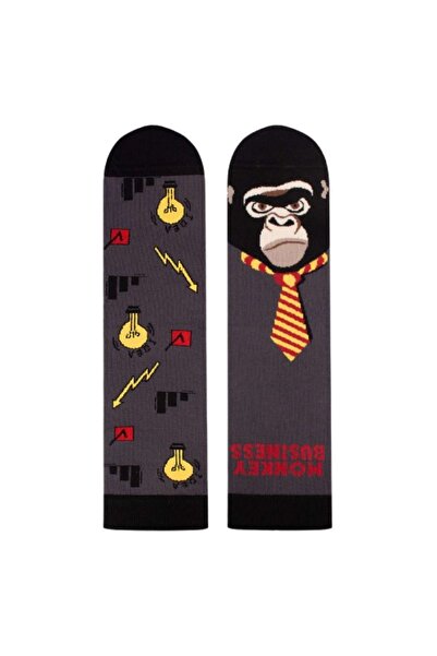 Pirin Hill Cotton Socks Arty Socks Businesswoman Monkey Anthracite