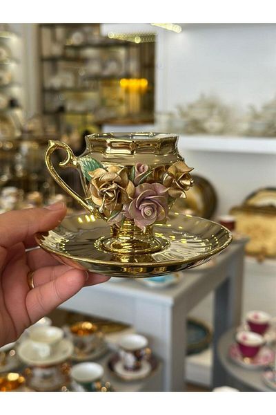 NİŞANTAŞI HOME Handmade Gullu Coffee Cup Set
