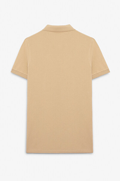 GRIMELANGE Ανδρικό μπλουζάκι SKYLOOM 100% βαμβακερό κοντό μανίκι με κανονική εφαρμογή μπεζ γιακά πόλο