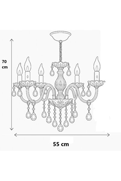 İstanbul Avize Almira 5'li "Şeffaf" Cam Kollu Avize
