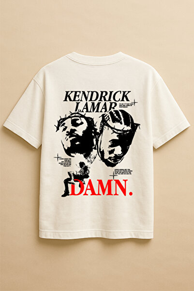 Altair Tr تي شيرت أبيض اللون كبير الحجم مطبوع عليه مغني الراب كيندريك لامار ل...