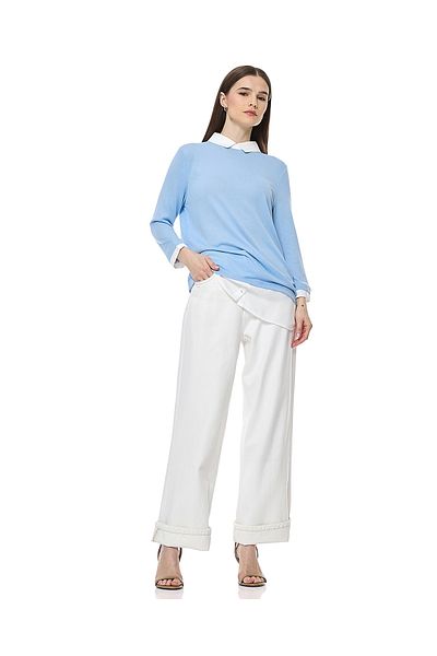 R&B Solid Wide Leg Jeans with Button Closure