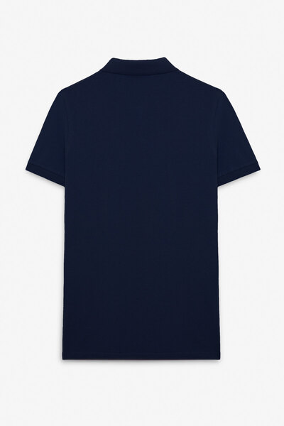 GRIMELANGE Ανδρικό μπλουζάκι SKYLOOM 100% βαμβακερό κοντό μανίκι με κανονική εφαρμογή Navy Blue Polo γιακά