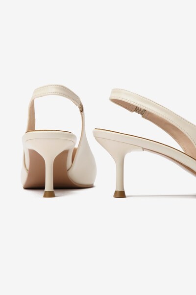 Seniorah Cream Skin Rubber Detailed Women's Heeled Shoes