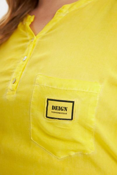 RMG Arma Detailed Large Size Washable Blouse Yellow