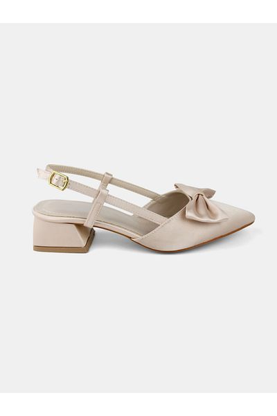 MAGGIO Cream Satin Bow Women's Heeled Shoes