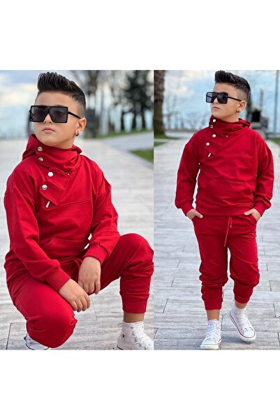 zeynoshkids Çıtçıt Detaylı Kapüşonlu Alt Üst Spor Takım
