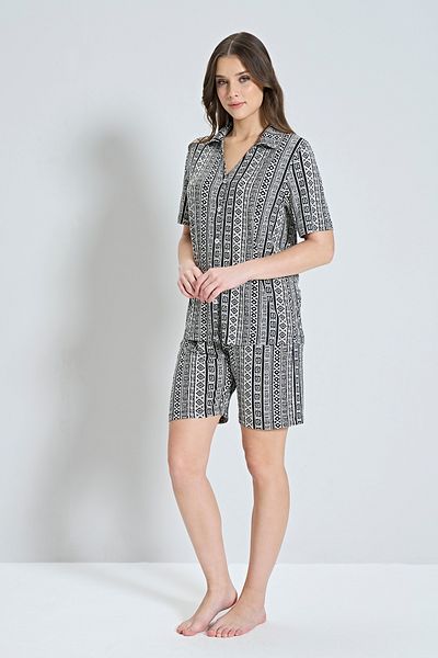 Pijadore Set de pijamale pentru femei, cămașă cu model de țiglă