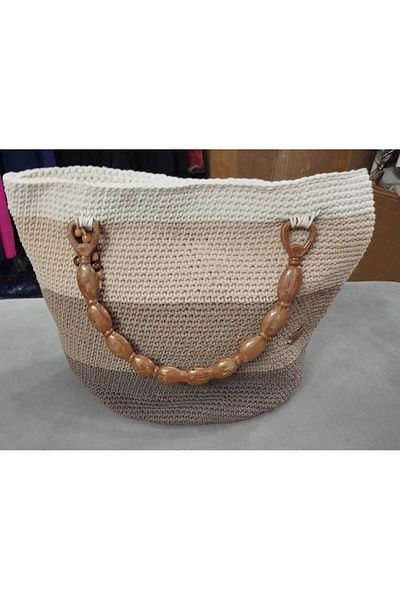 HANMADE Round Base Hand Knitted Color Gradient Handbag