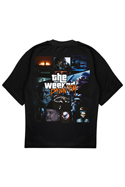SVART WEAR تي شيرت DAWN FM مقاس كبير تي شيرت The Weeknd باللون الأسود