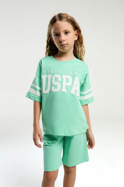 U.S. Polo Assn. Girl's Bamboo Color Shorts Suit