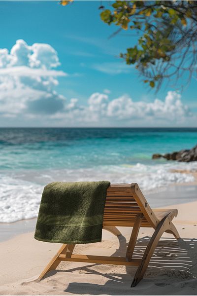 Ellaline Green Beach Towel 100% Cotton Certified Sea & Pool Towel 70X140Cm