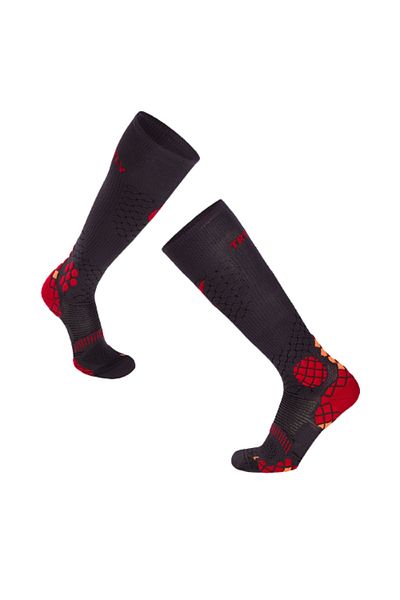 Try to Fly Sosete compresive pentru alergat 3/4 COMPRESSION SOCKS Antracit - Rosu