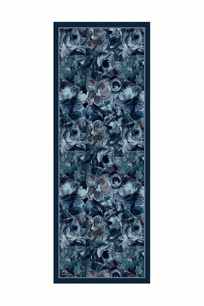 Mooncorn Βαμβακερό σάλι με μοτίβο Navy Blue Rossel