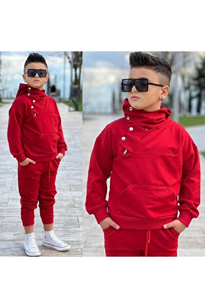 zeynoshkids Çıtçıt Detaylı Kapüşonlu Alt Üst Spor Takım