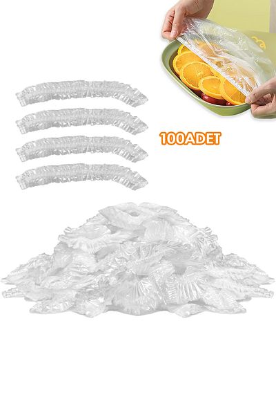 NOYİSKA 100 Pcs Disposable Food Protector Elasticated Preserving Freshness Cookware Plate Protective Cover Cap