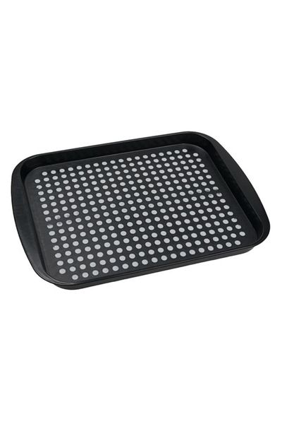 OEM Non-slip serving tray, black-white polka design, 44x32x3cm, rectangular, plastic