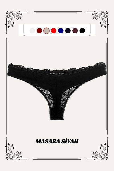 MİSTİRİK Μαύρο εσώρουχο Masara Model Lace με λεπτομέρειες από μαλακό κορδόνι