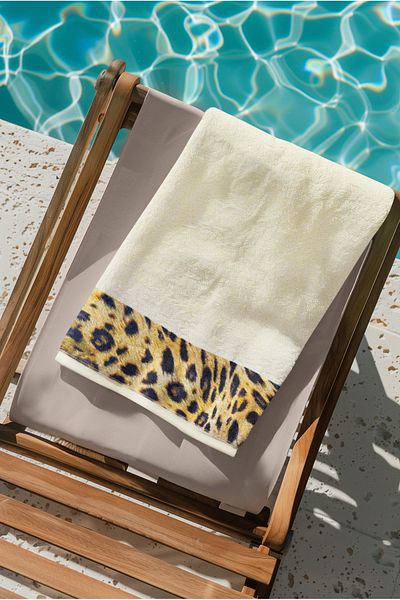 Ellaline Leopard Beach Towel 100% Cotton Certified Sea & Pool Towel Cream 70X140Cm