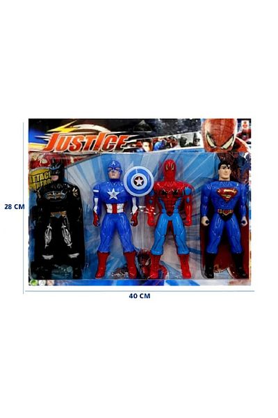 rexa Superhero Action Figure Set – Captain America, Spider-Man, Superman & Batman | 28 x 40 cm Multi-Pack